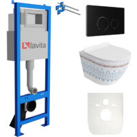 LAVITA WC Set mit Vorwandelement, Wand-WC und Spülknopf