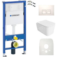 GEBERIT WC Set mit Vorwandelement, Wand-WC und Spülknopf