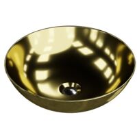 LAVITA Aufsatzwaschtisch Rosa Gold Aufsatzwaschbecken Rund Waschbecken Ohne Überlauf und Hahnloch Aus hochwertigem Porzellan Waschtisch 40x40x13,5 cm Gold