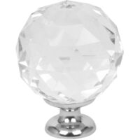 Domino Elegante Crystal Palace Möbelknopf 40mm in Chrom & Weiß
