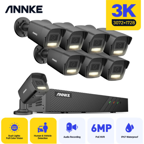 ANNKE 5MP Kit di Videosorveglianza PoE 8X 5MP Telecamera Doppia Luce Intelligente Rilevamento di Persone e Veicoli Sistema di Sicurezza PoE (1/5)