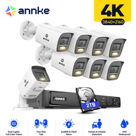 ANNKE 4K Kit di Videosorveglianza Esterno,16CH NVR con 8 Telecamere Bullet PoE Visione Notturna Colori,Audio Bidirezionale Sistema di Telecamere di Sicurezza,2TB HDD (1/5)