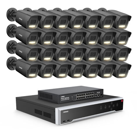 ANNKE Telecamera di sorveglianza esterni 3K, 32CH NVR e telecamera IP PoE 28X 5MP, visione notturna colori H.265+, rilevamento di persone/veicoli, kit di videosorveglianza (1/5)