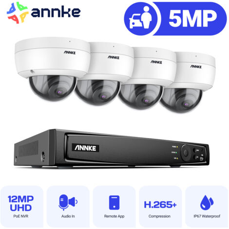 ANNKE 8CH Kit di videosorveglianza 4K NVR 4×5MP Telecamera Full HD IR Visione Notturna Telecamera Dome Rilevazione Movimento Monitoraggio Remoto Sistema di Sicurezza (1/5)