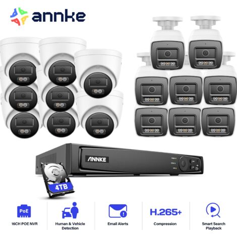 ANNKE 12MP Kit Videosorveglianza Cablato,16CH NVR con 16X 12MP Telecamera IP PoE Visione Notturna Colori,Sistema di Telecamere di Sicurezza 8 Tower+ 8 Balle,4TB HDD (1/5)