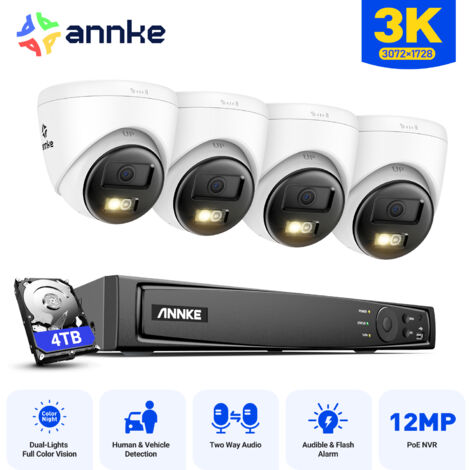 ANNKE 5MP Kit di Videosorveglianza Esterno 8CH NVR 4×Telecamere Visione Notturna Intelligente Doppia Luce,Audio Bidirezionale, APP/PC Sistema di Sicurezza Remoto Telecamera 4TB