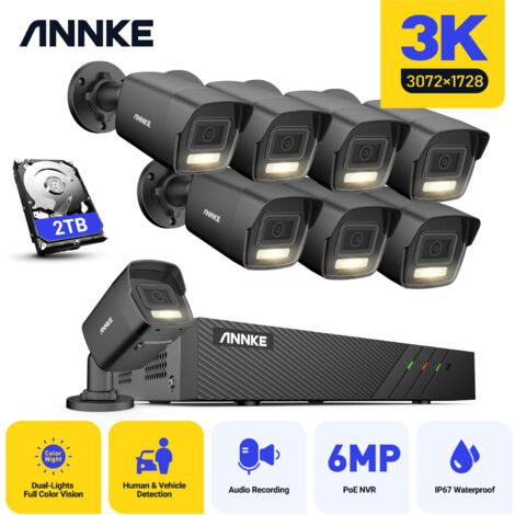 ANNKE 5MP Kit di Videosorveglianza PoE 8X 5MP Telecamera Doppia Luce Intelligente Rilevamento di Persone e Veicoli Sistema di Sicurezza PoE 2TB (1/5)