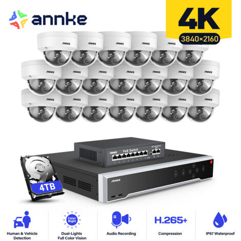 ANNKE Kit di Videosorveglianza Cablata 32CH NVR 20×Telecamere Visione Notturna,Avviso E-mail,Rilevamento Movimento,Sistema di sicurezza Telecamera Sorveglianza Esterno APP/PC Remoto 4TB (1/5)