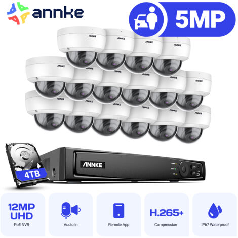 ANNKE Kit di Videosorveglianza 16×Telecamera Intelligenti Visione Notturna Sistema di Sorveglianza Telecamera Accesso Remoto 4TB (1/5)