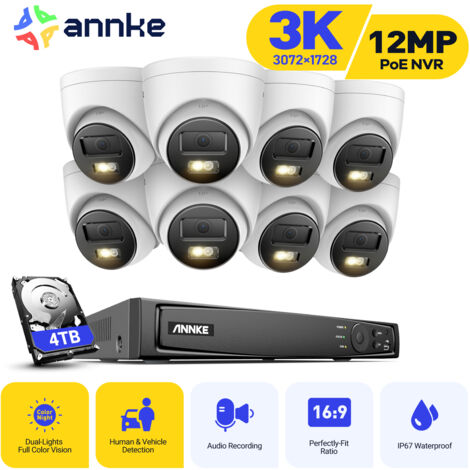 ANNKE Telecamera di sorveglianza esterni 3K, kit di videosorveglianza con NVR 16CH e telecamera IP PoE 8X5MP, visione notturna a colori, rilevamento di persone/veicoli,4TB HDD (1/5)