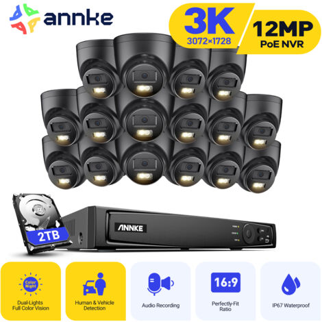 ANNKE Telecamera di sorveglianza esterna cablata 3K, kit di videosorveglianza con 16CH NVR e telecamera IP PoE 16X5MP, visione notturna a colori, rilevamento di persone/veicoli,2TB HDD (1/5)