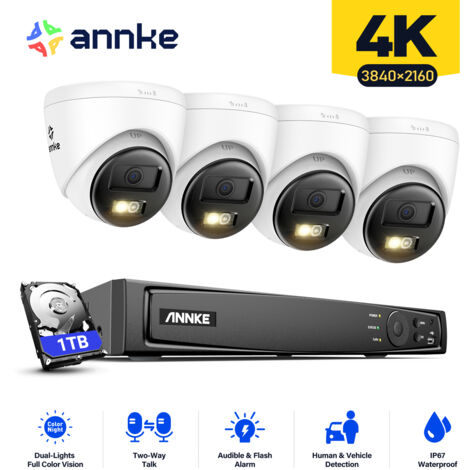 ANNKE 4K Kit di Videosorveglianza Cablata 8CH NVR 4×Telecamere Intelligent Dual Light Audio Bidirezionale,Visione Notturna,Rilevamento Movimento Kit di Telecamere di Sorveglianza PoE Esterno Remota 1T (1/5)