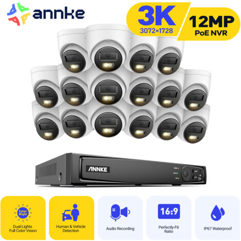 ANNKE Telecamera di sorveglianza esterni 3K, kit di videosorveglianza con NVR 16CH e telecamera IP PoE 16X5MP, visione notturna a colori, rilevamento di persone/veicoli (1/5)