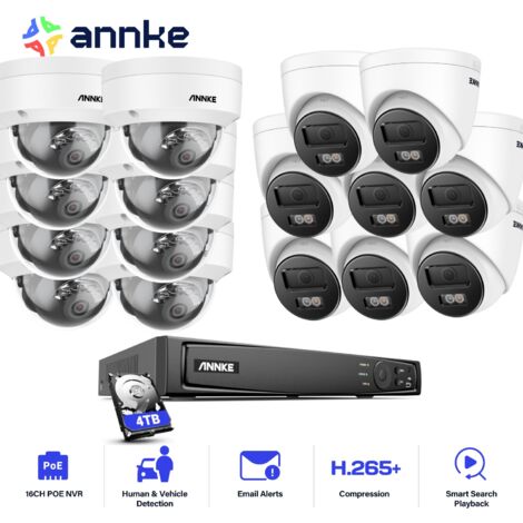 ANNKE 12MP Kit di Videosorveglianza Cablata,16CH NVR con 16X 12MP PoE Telecamera Visione Notturna Rilevamento Movimento,8 Dome+8 Tower,4TB HDD (1/5)