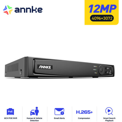 ANNKE 12MP 8CH NVR per sistema di sicurezza domestica PoE registrazione 24/7 (disco rigido non incluso)