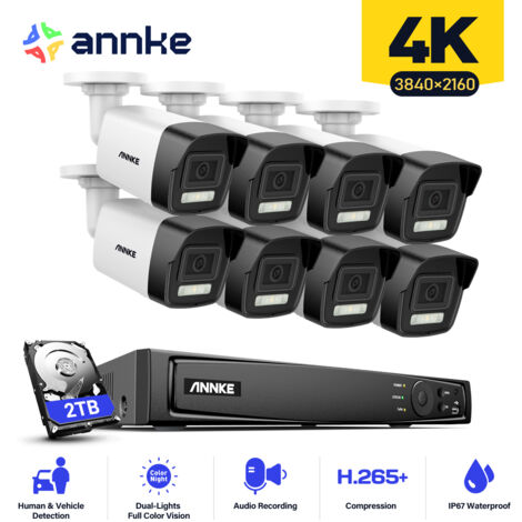 ANNKE 4K Kit di Telecamere di Sorveglianza PoE NVR 8×Telecamere Intelligente Doppia Luce Remoto Vista Sicurezza Telecamera Sistema di Sorveglianza 2TB (1/5)