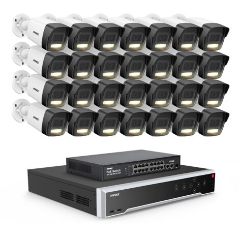 ANNKE Telecamera di sorveglianza esterni 3K, NVR 32CH e telecamera IP PoE 28X 5MP, rilevamento di persone/veicoli, visione notturna colori, kit di videosorveglianza,HDD da 8TB (1/5)
