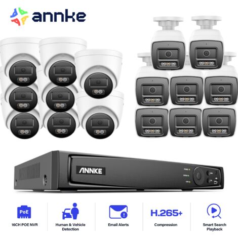 ANNKE 12MP Kit Videosorveglianza Cablato,16CH NVR con 16X 12MP Telecamera IP PoE Visione Notturna Colori,Sistema di Telecamere di Sicurezza 8 Tower+ 8 Balle (1/5)