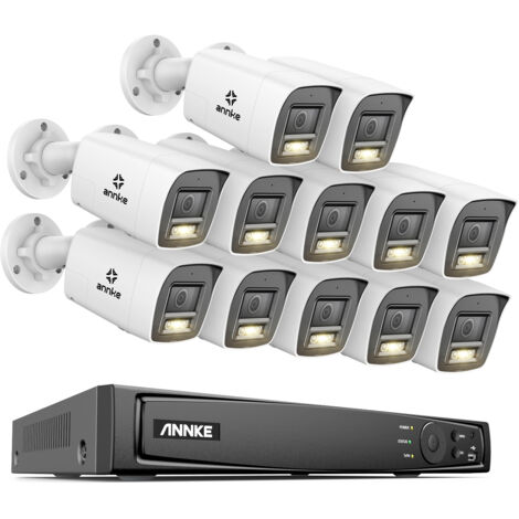 ANNKE Kit di Videosorveglianza Esterno,Audio Bidirezionale,16CH NVR con 4K ×12 Telecamere PoE Colori Visione Notturna,Sistema di Telecamere di Sicurezza,2TB HDD (1/5)