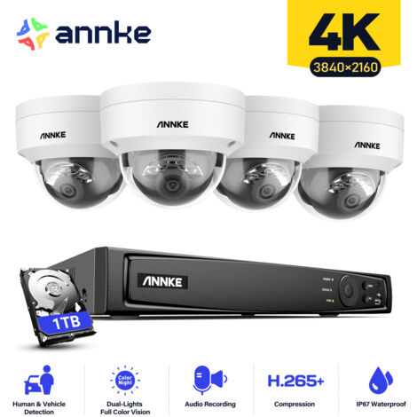 ANNKE Kit Videosorveglianza 8CH NVR 4×8MP Telecamere Intelligente Doppia Luce Accesso Remoto Kit di Telecamere di Sorveglianza Sistema di Sicurezza 1TB (1/5)