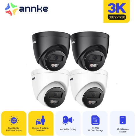 ANNKE Telecamera di sorveglianza PoE da 5 MP, Doppia luce intelligente, Telecamera di sorveglianza per interni ed esterni con visione notturna a colori, Telecamera di sicurezza di tipo 4 pezzi (1/5)