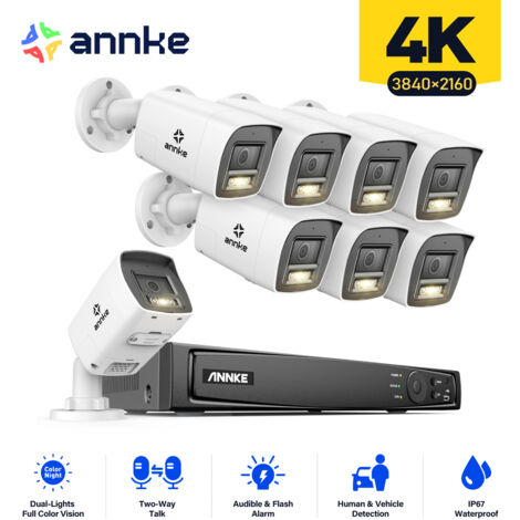 ANNKE 4K Kit di Videosorveglianza Esterno,16CH NVR con 8 Telecamere Bullet PoE Visione Notturna Colori,Audio Bidirezionale Sistema di Telecamere di Sicurezza (1/5)
