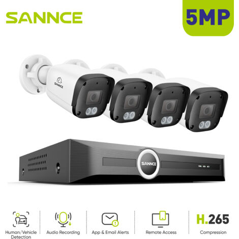 SANNCE Sistema di sicurezza PoE a 8 canali da 3MP, NVR 6MP, S+265, rilevamento di persone veicoli, riproduzione intelligente (1/5)