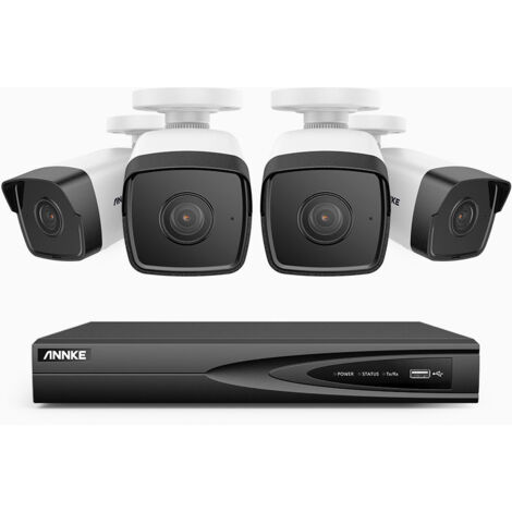 ANNKE Kit Videosorveglianza esterno 4 canali 5MP con 4 telecamere, sistema di sicurezza visione notturna,2TB HDD (1/5)