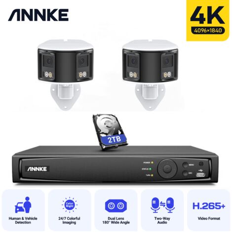 ANNKE 4K PoE Kit di videosorveglianza panoramica 180° con doppia telecamera H.265 e audio bidirezionale,2PCS 2TB HDD (1/5)