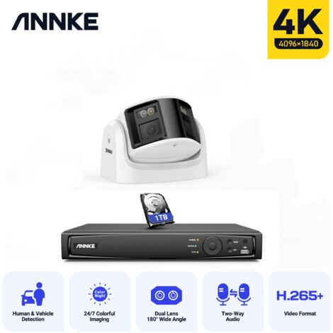 ANNKE 4K Kit Videosorveglianza Esterno PoE 8MP telecamera panoramica 180°,audio bidirezionale, sistema di telecamere di sicurezzaa - 1TB HDD (1/5)