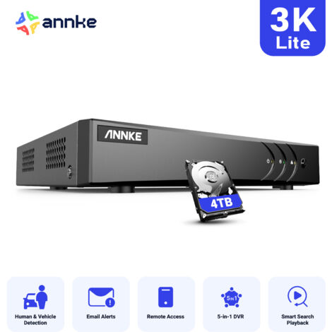 ANNKE 8 canali 3K Lite DVR per CVI/CVBS/AHD/TVI, DVR per videosorveglianza H.265+ rilevamento di persone/veicoli,accesso remoto,4TB HDD (1/5)