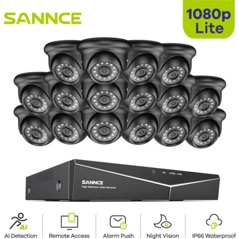 SANNCE 1080P Kit Videosorveglianza Sicurezza 16CH DVR Esterno IR Telecamere Visione Notturna Monitor Remoto Sistema (1/5)