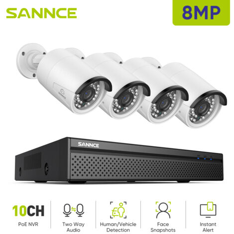 SANNCE 4K Kit di videosorveglianza Esterno 4 Telecamere IP Audio Bidirezionale Intelligente IR Visione Notturna Sistema di Telecamere di Sicurezza (1/5)