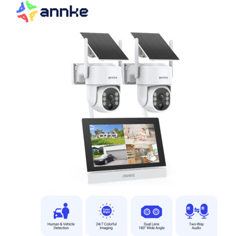 ANNKE Sistema di telecamere di sicurezza solari wireless da 4 MP con pannelli solari, rilevamento di persone, audio bidirezionale
