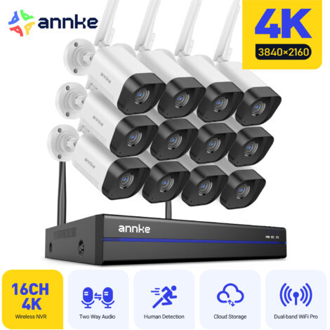ANNKE Sistema di telecamere di sicurezza wireless per esterni 4K con rilevamento intelligente del movimento e audio bidirezionale