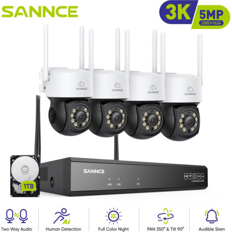 SANNCE Telecamera di sicurezza wireless da 5 MP con allarme di rilevamento umano tramite voce bidirezionale IP66 (1/5)