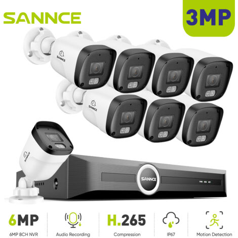 SANNCE Sistema di telecamere di sicurezza CCTV POE 8CH, videoregistratore di rete da 5 MP con rilevamento del movimento