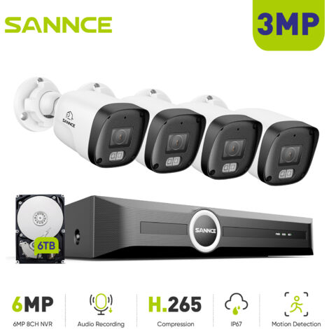 SANNCE Sistema di sicurezza PoE 3MP con rilevamento intelligente del movimento, notifica intelligente con immagine allegata (1/5)