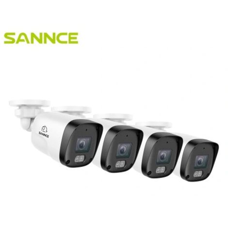 SANNCE Sistema di telecamere di sicurezza da 3 MP per esterni con audio bidirezionale, rilevamento del movimento, visione notturna, IP67