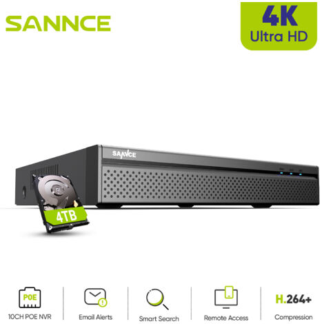 SANNCE NVR PoE di sicurezza 4K a 8 canali H.265+, supporta fino a 10 canali di registrazione audio (1/5)