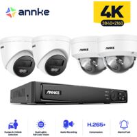 ANNKE 4PCS 12MP Sistema di telecamere di sorveglianza interni esterni, rilevamento di persone/veicoli, accesso remoto visione notturna colori, 2 Torri+ 2 Dome Telecamere 0TB