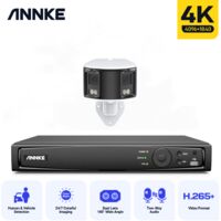 ANNKE 4K PoE Kit di videosorveglianza panoramica 180° con doppia telecamera H.265 e audio bidirezionale