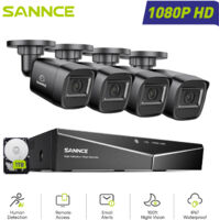 SANNCE Sistema di Sicurezza Cablato Esterni 1080P 16CH 4 Telecamere Visione Notturna Accesso Remoto Kit di Videosorveglianza,1TB HDD