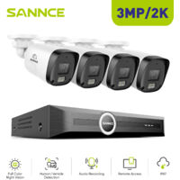 SANNCE Sistema di telecamere di sicurezza CCTV PoE, NVR da 6 MP con 4 telecamere IP da esterno da 3 MP, rilevamento intelligente di persone/veicoli