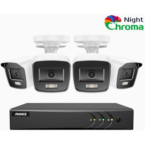 ANNKE 8ch Kit de cámara de seguridad DVR 5MP 4 cámaras visión nocturna a color alertas correo electrónico detección movimiento
