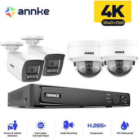 ANNKE 4K 16ch Sistema de cámaras de seguridad 4 bullet y 4 dome exterior visión nocturna acceso remoto (1/5)