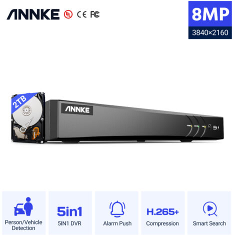 Grabadora DVR ANNKE 16 Canales 5MP Con 2TB - Alarma De Movimiento, H.265+ Y App Gratuita