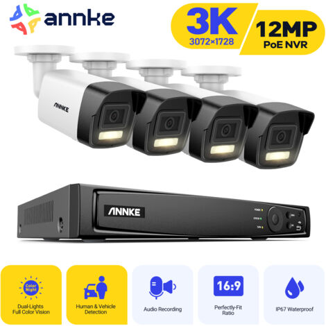ANNKE Sistema de Cámaras Seguridad Exterior 4 Cámaras Detección Movimiento Alarma E-Mali Kit Cámara de Vigilancia Acceso Remoto (1/5)