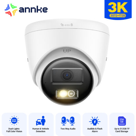 ANNKE 5MP Exterior PoE Cámara de seguridad visión nocturna detección movimiento audio bidireccional (1/5)