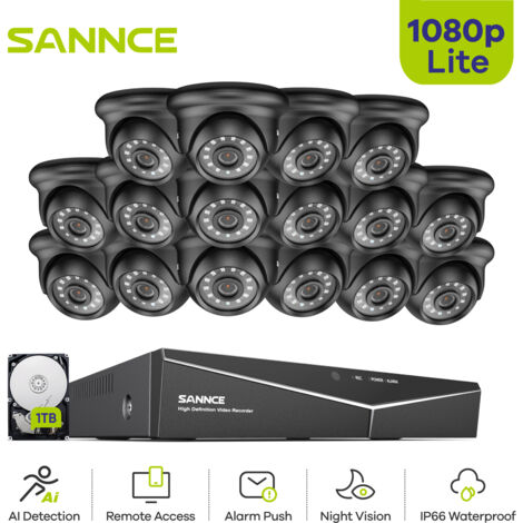 SANNCE 1080P Surveillance DVR Kit 16CH DVR Home IR Night Vision  Remote Monitor CCTV Cameras Video Surveillance System - 1TB HDD (1/5)
